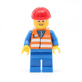 LEGO trn226 - (Orange Vest with Safety Stripes, Blue Legs, Gray Frame Glasses, Red Construction Helmet)